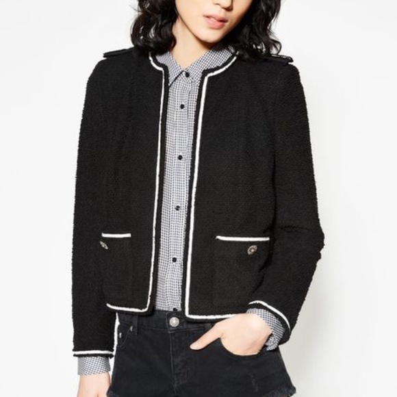 Black & White The Kooples Military Blazer Sz 38